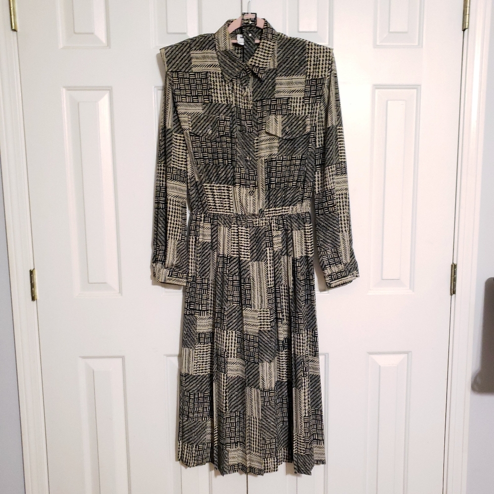 Faux-Vintage Geometric A-line Dress